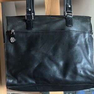 David Dart Elegant Deep Dark Forest Green Elegant Leather Tote Bag